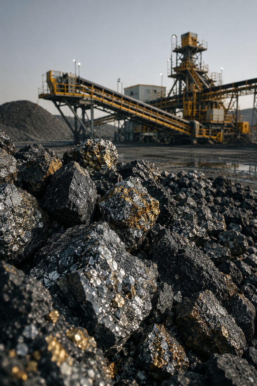 Mineral ore stockpile at a mining and processing operation