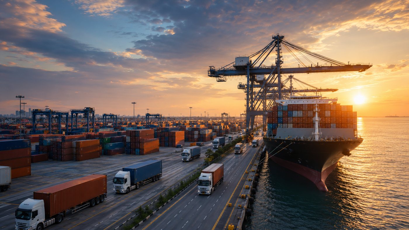 Container port and cargo vessel